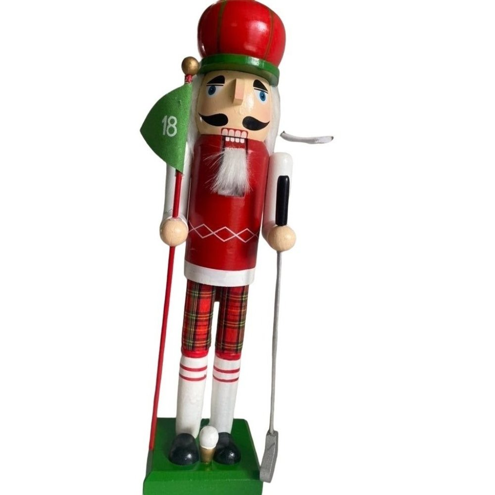 Nutcracker Home Wooden Christmas Nutcracker Decor, 15-Inch, Golfer